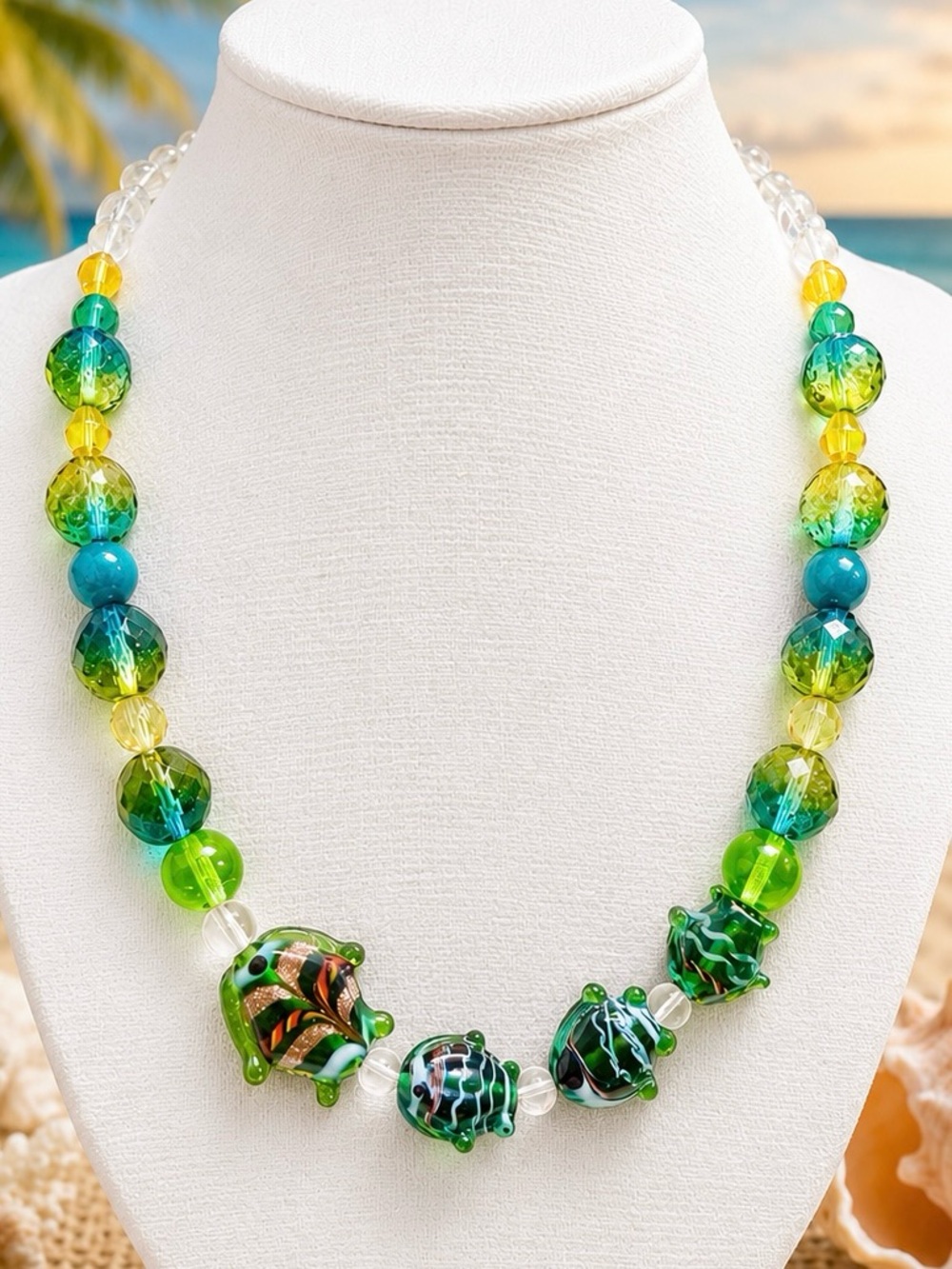 Handmade Lampwork Fish Beaded Necklace